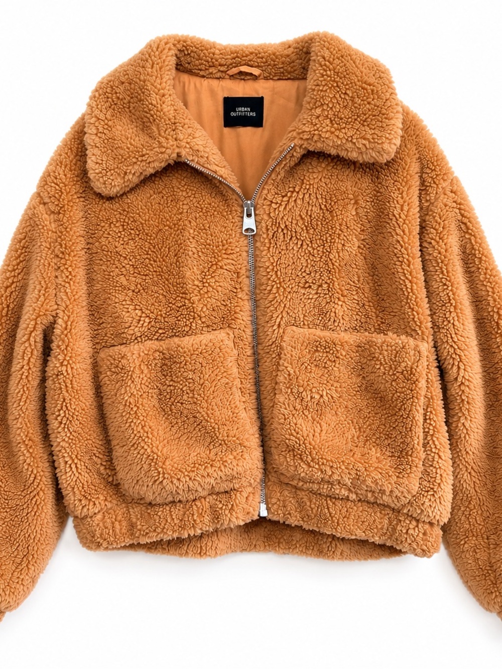 Urban Outfitters Teddy Sherpa
Jacket Women's Large Tan Camel
Cropped Zip Up